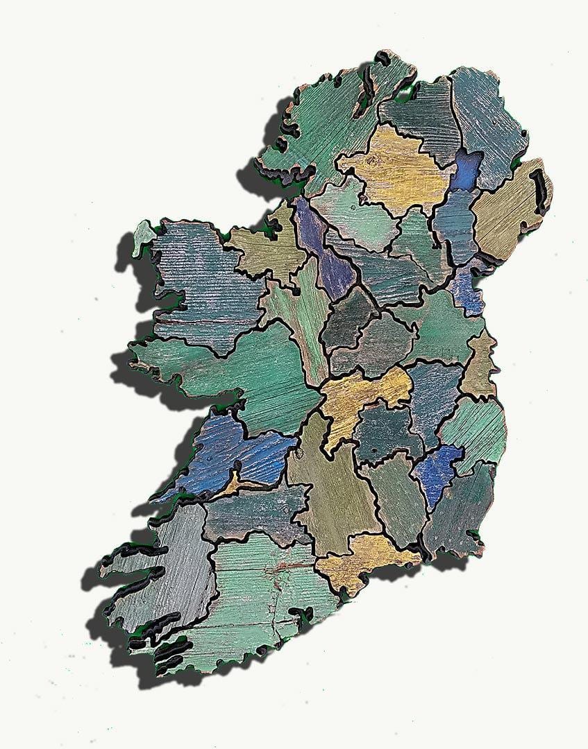 mapa egurrezko mapa irlandako