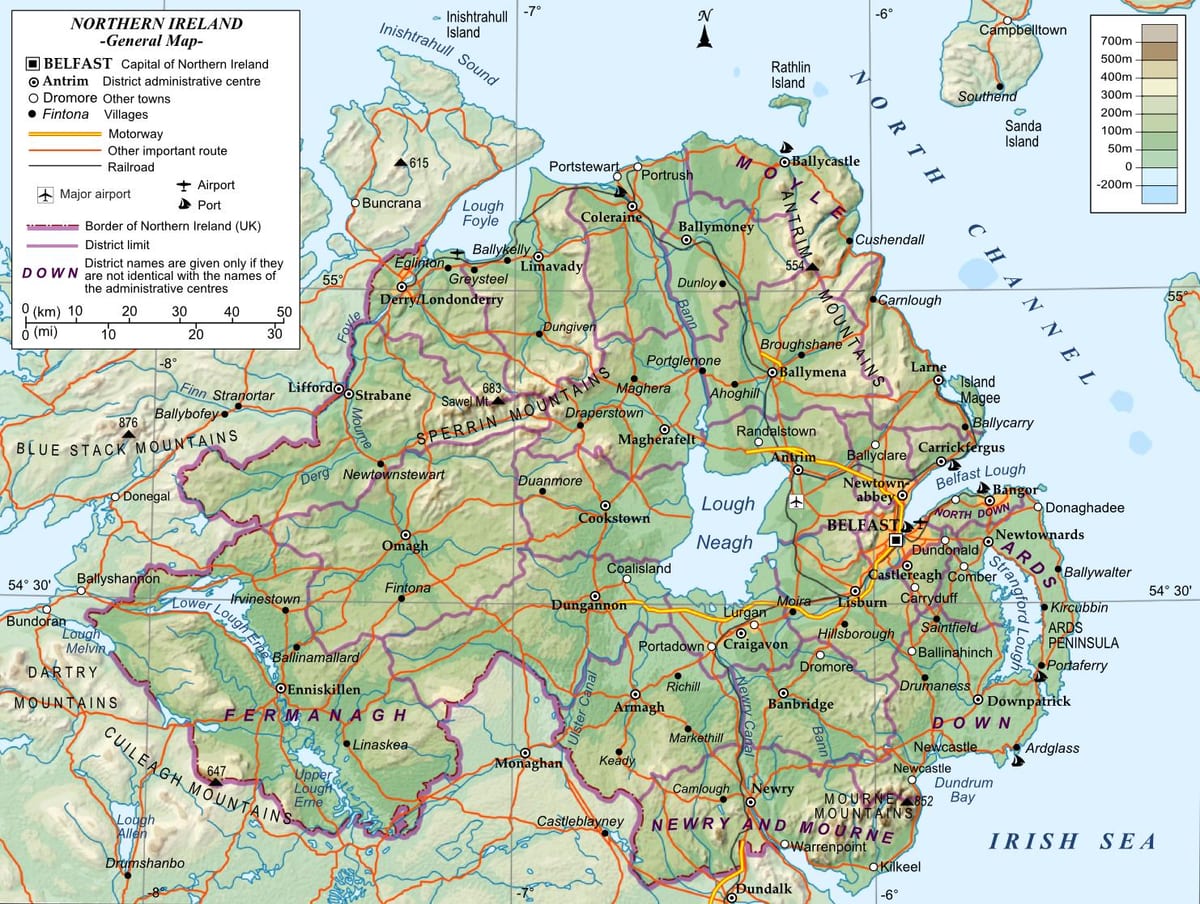 kale-mapa ipar irlandako