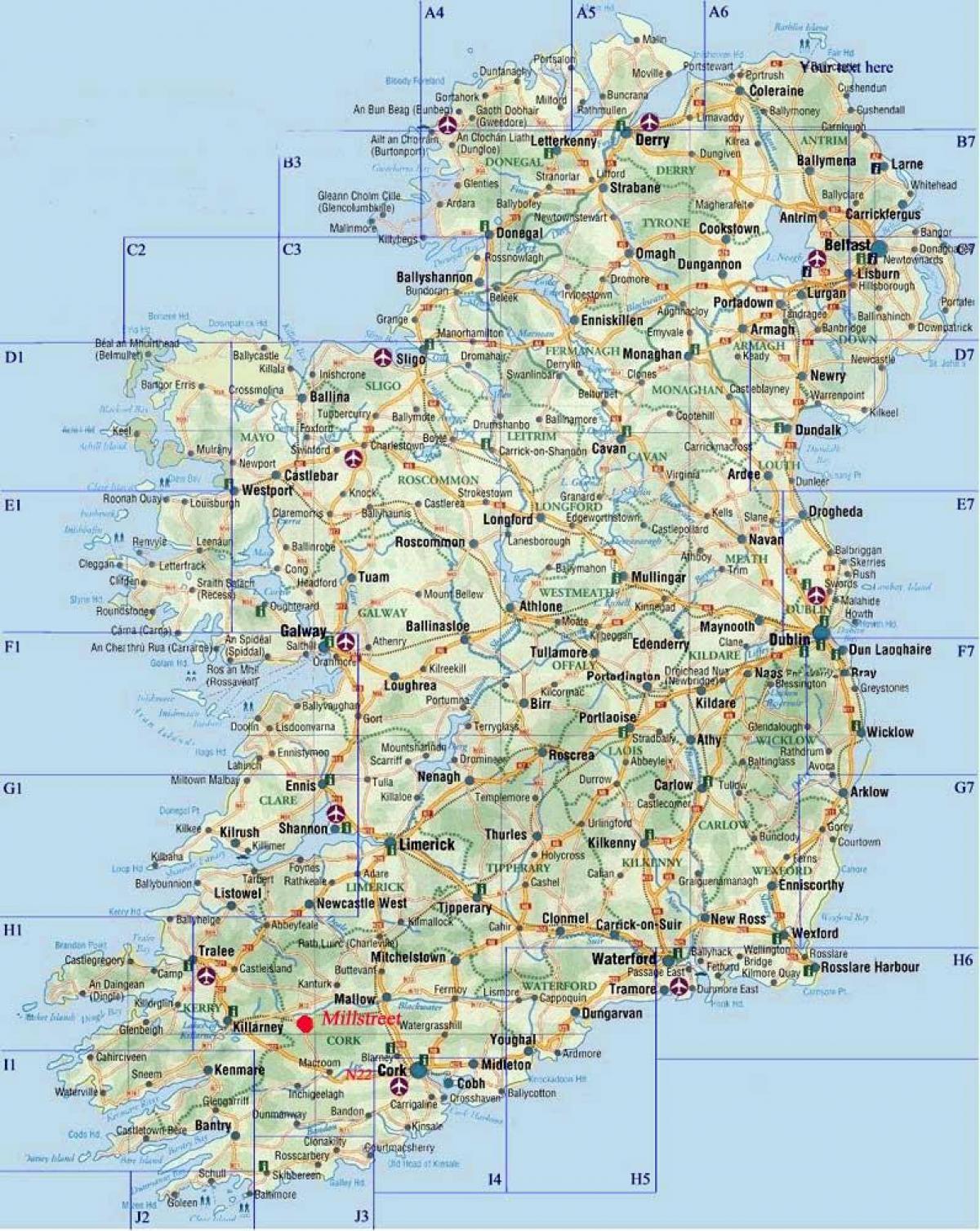 zehatza errepide mapa irlandako