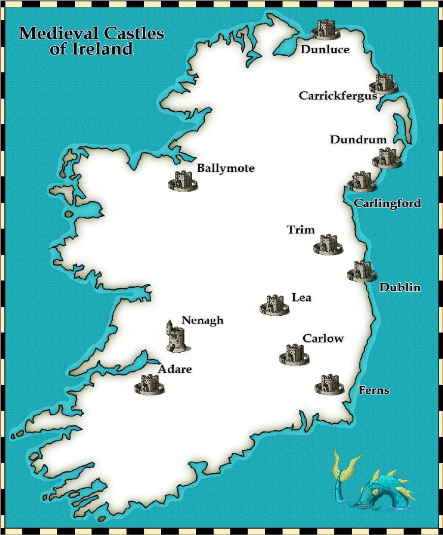 mapa gazteluak irlandan