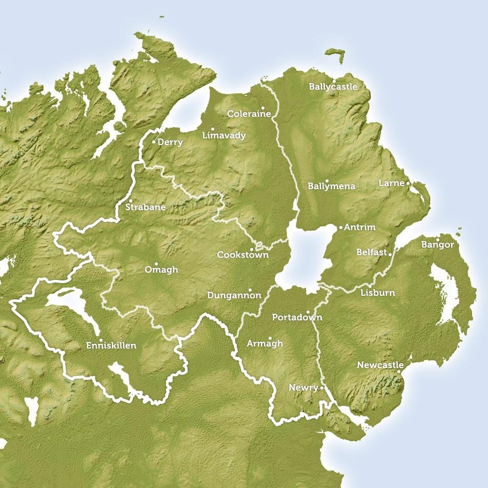 mapa ibaiak ipar irlandako