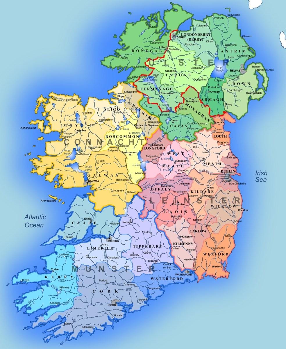 mapa ibaiak irlandako mapa kids for