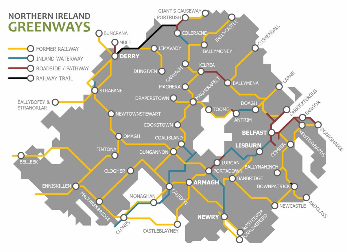 mapa ipar irlandako trenbide sarea