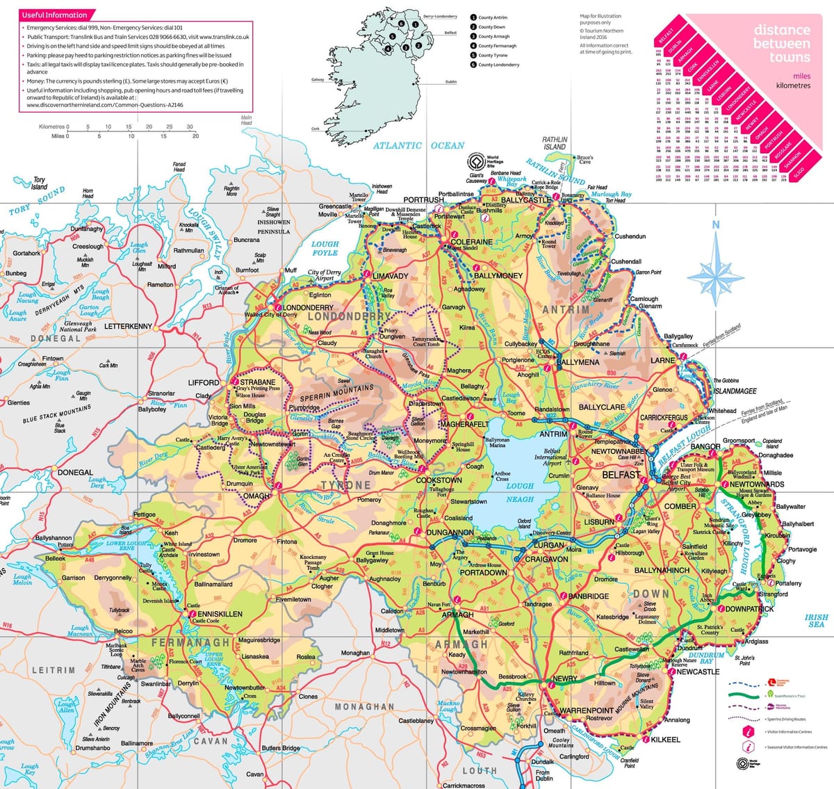 ipar irlandako erakargarri mapa