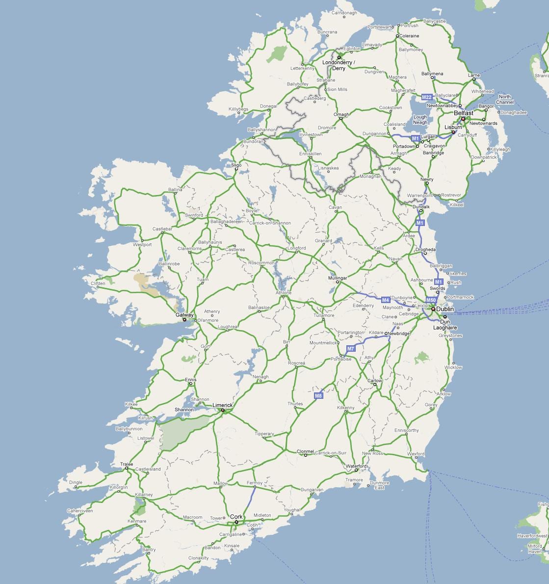 mapa irlanda highway