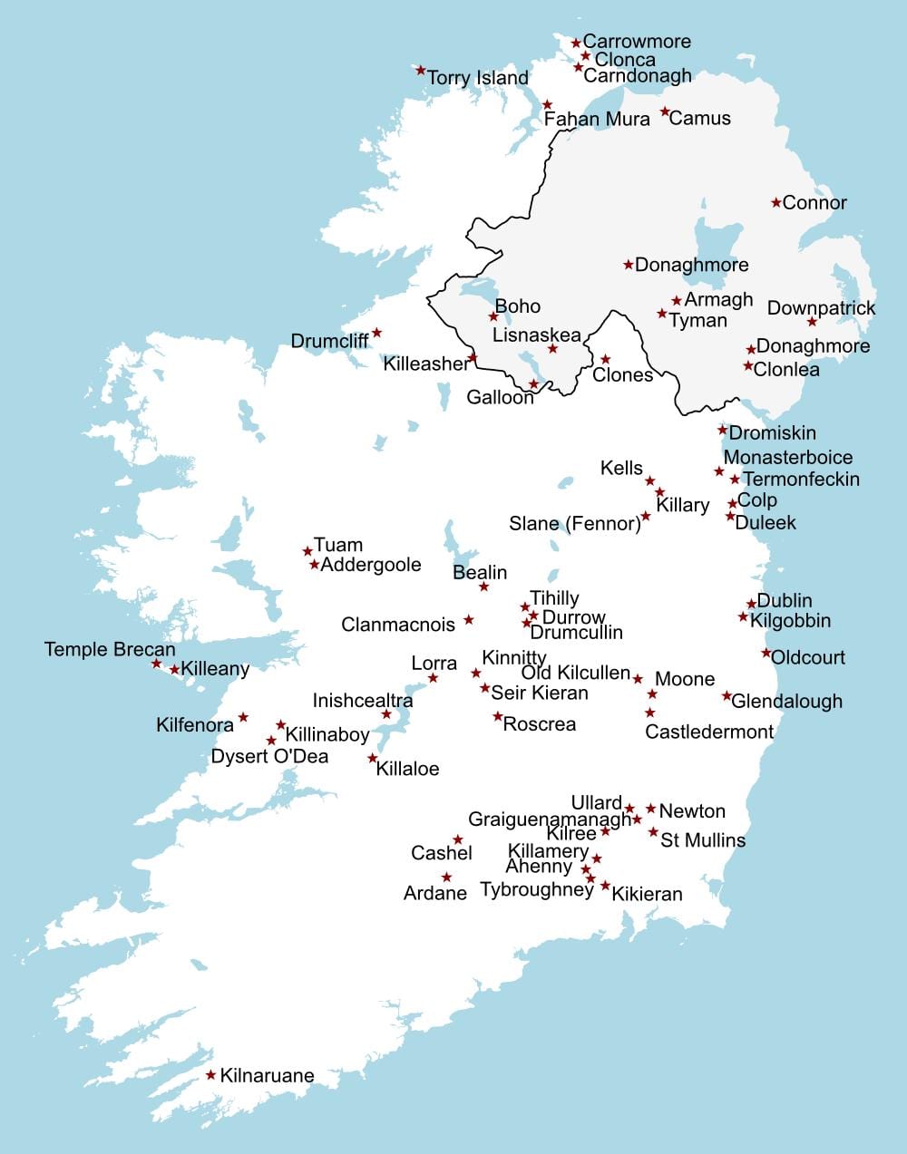 irlanda ibilbideak mapa