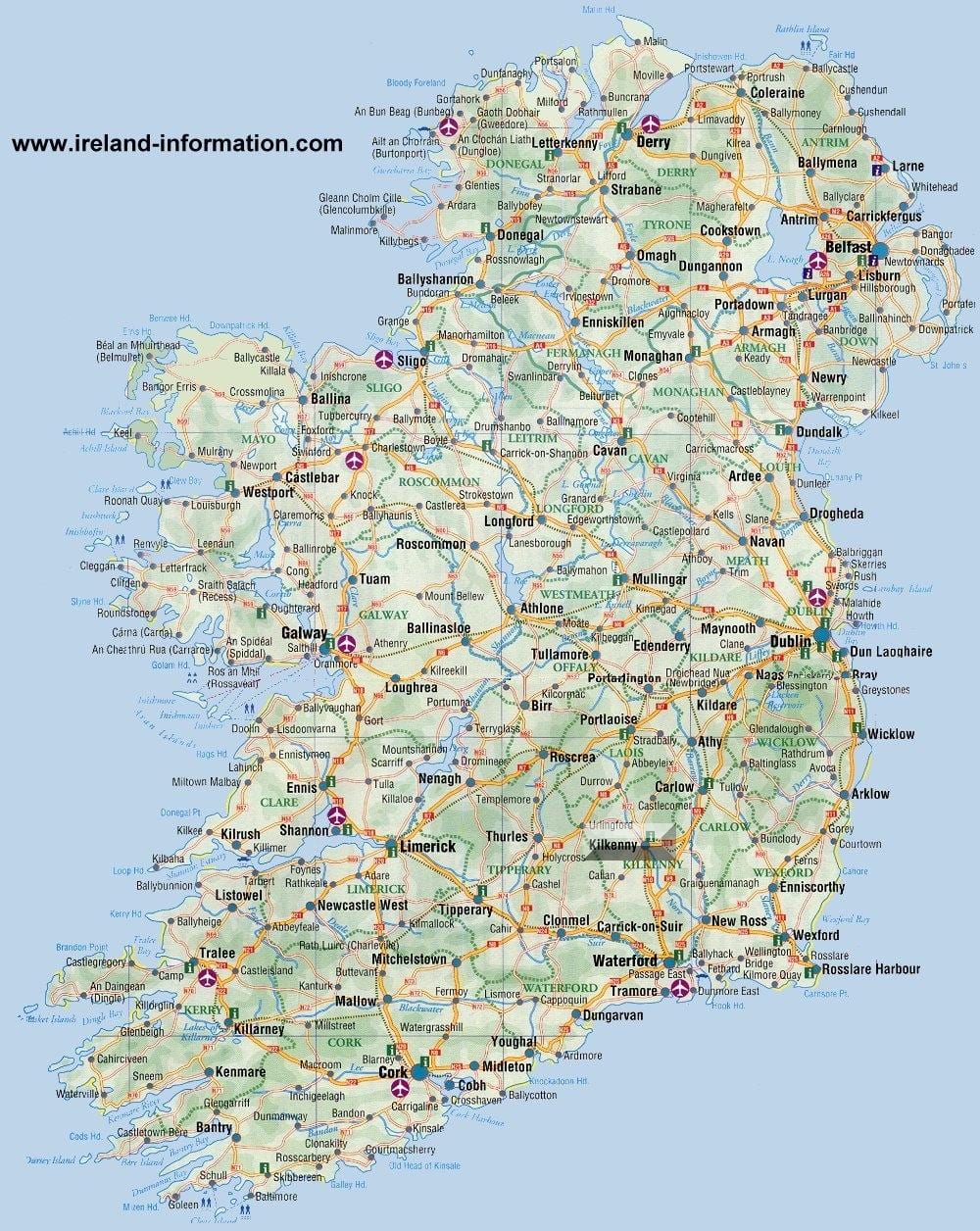 irlandako mapa bidaia