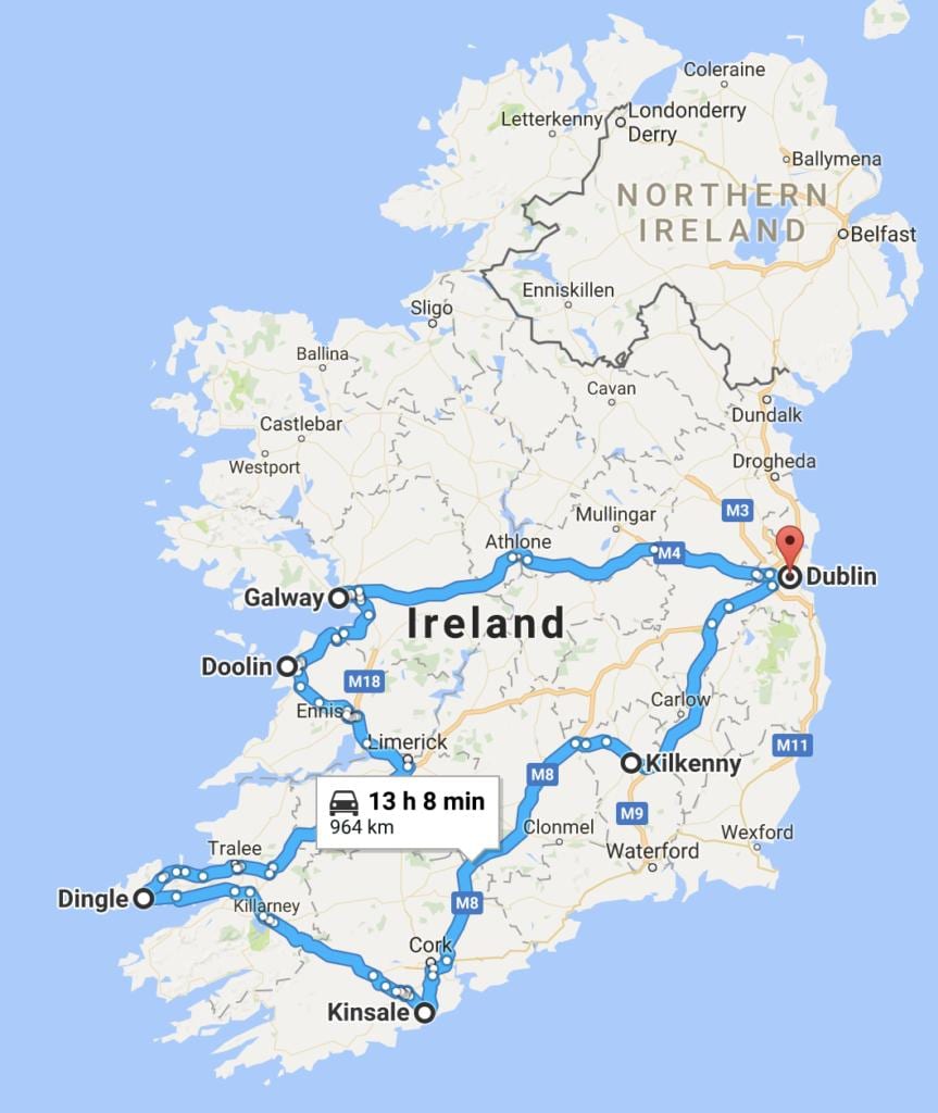 mapa irlanda bidaia-planifikatzailea