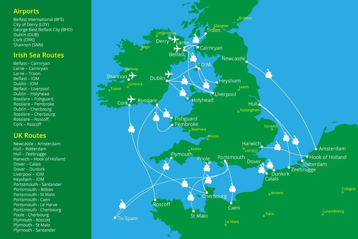 mapa ferry pasabideak irlanda