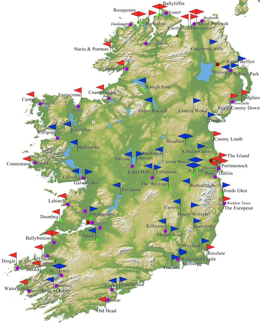 mapa irlanda golf