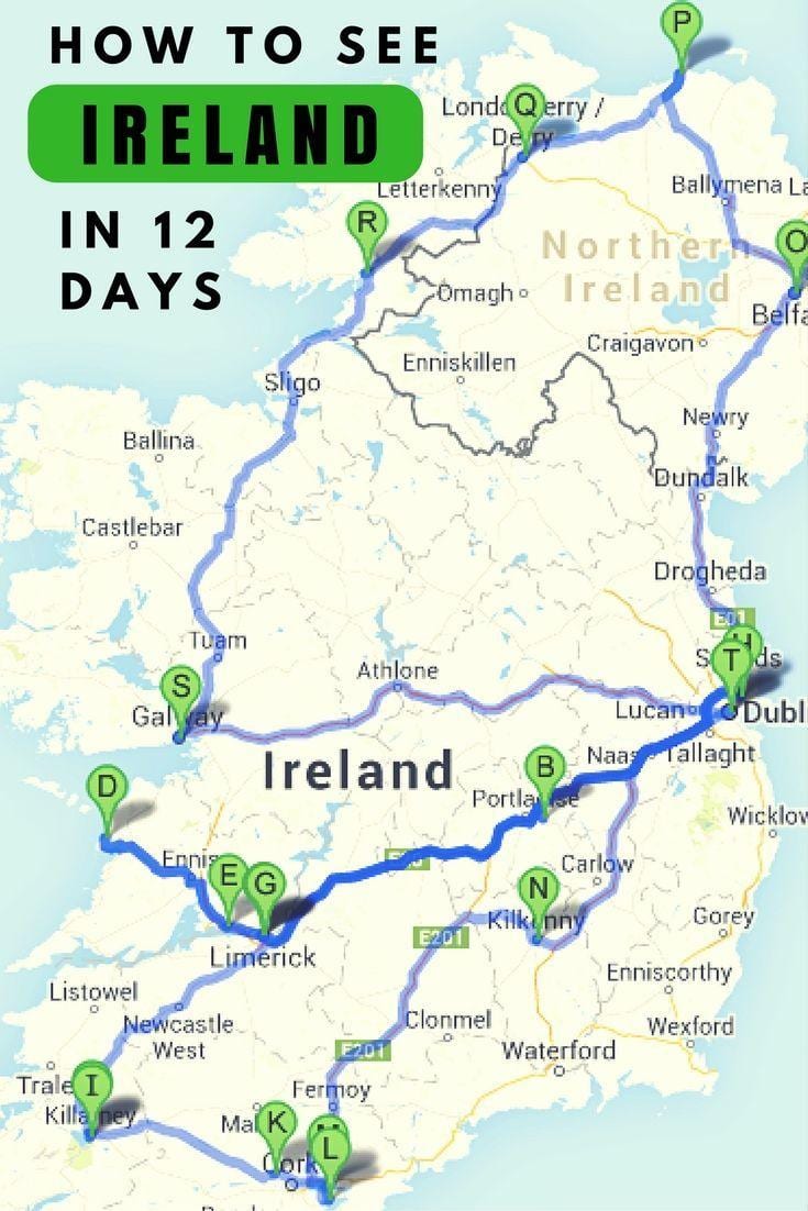 lekuak bisitatu irlandako mapa
