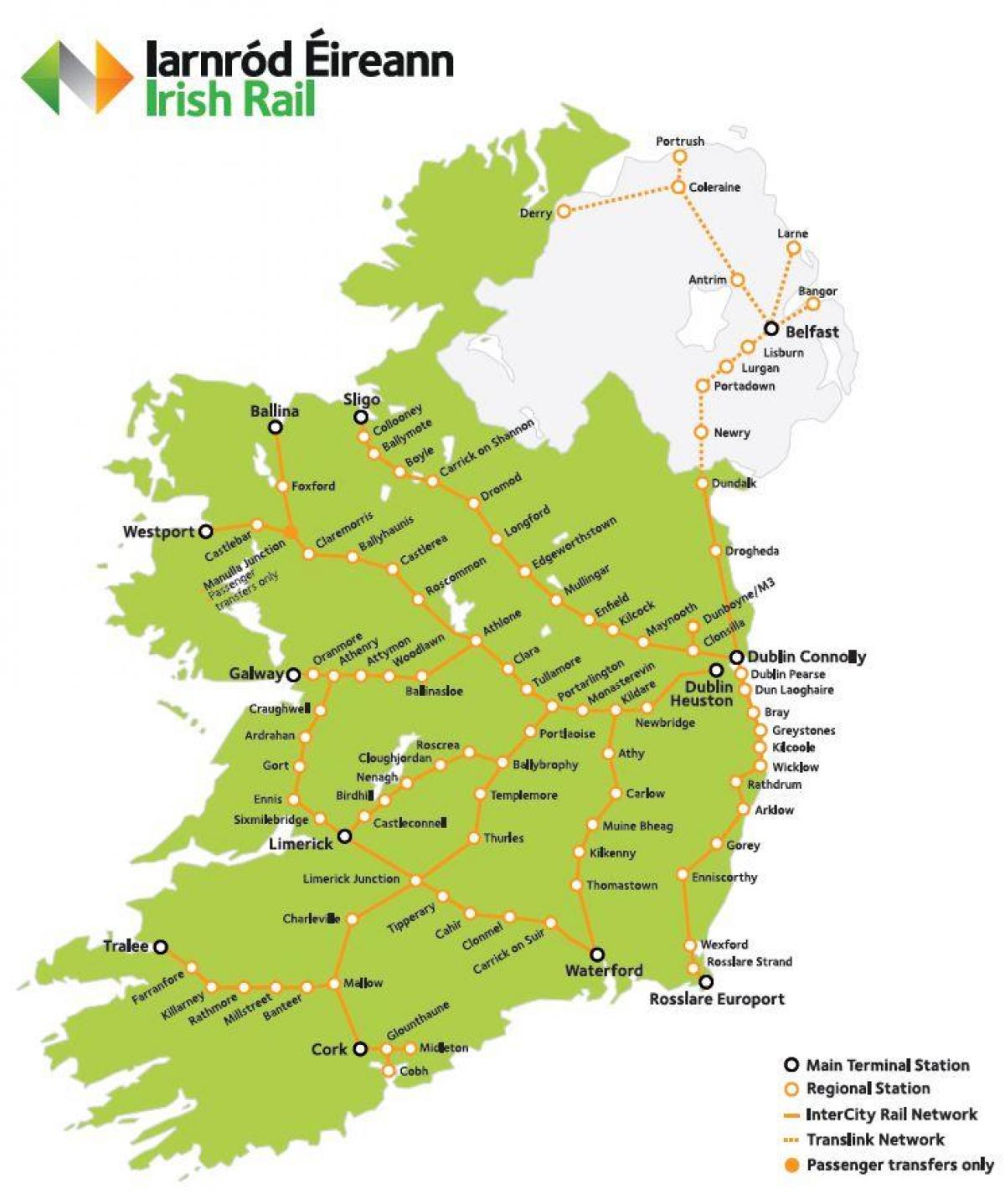 trenbide-bidaia, irlandako mapa