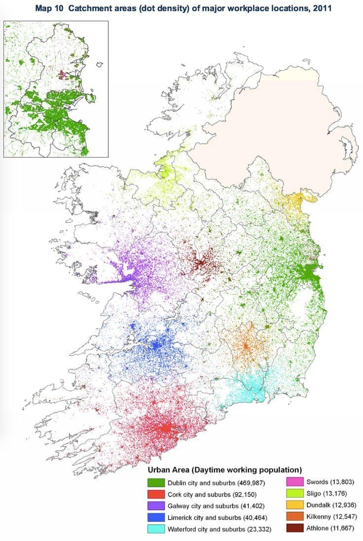 irlandako biztanleria dentsitate mapa