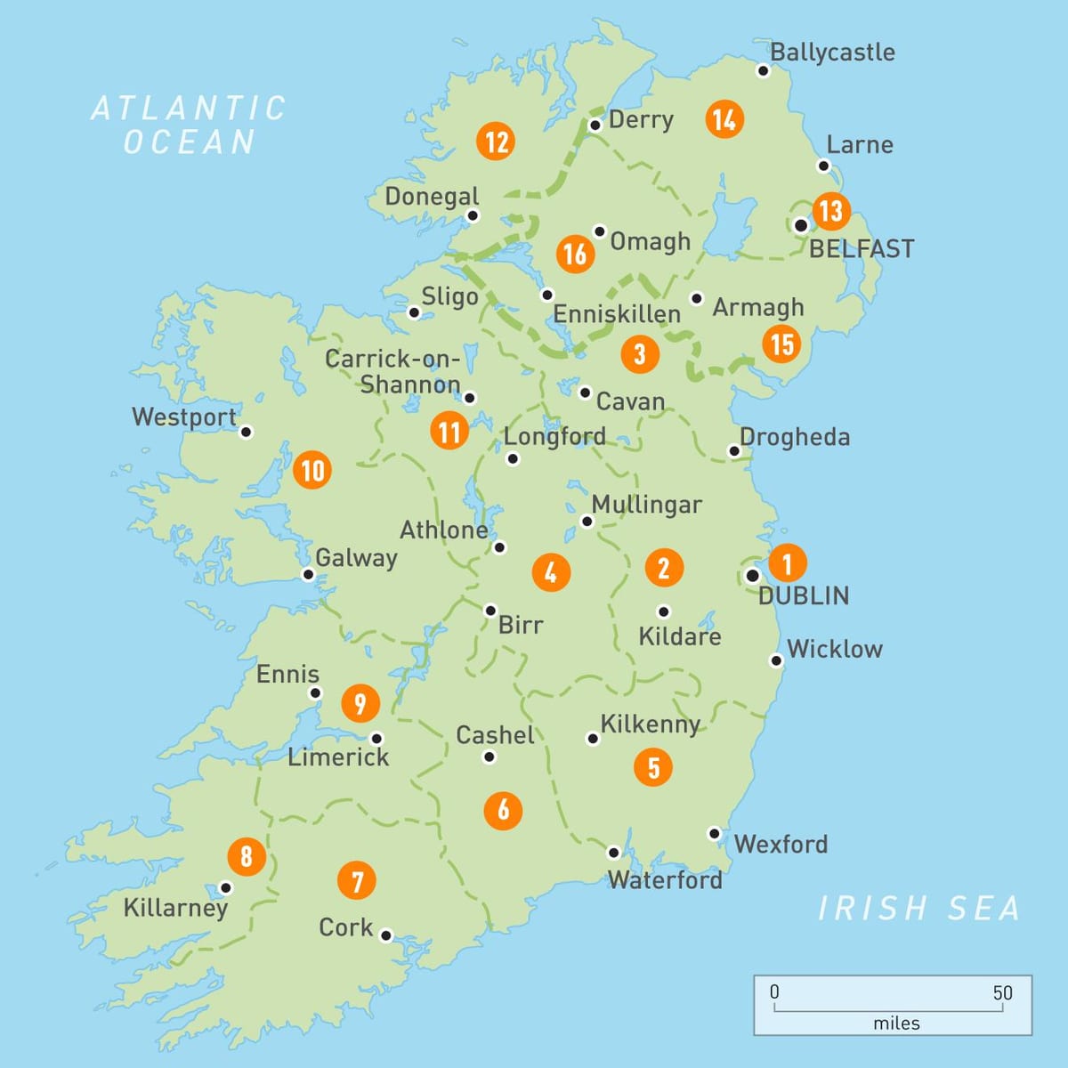 mapa irlandako eskualdeak