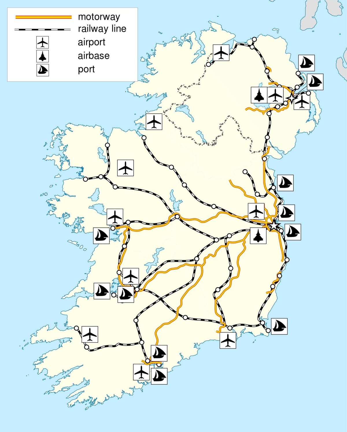 mapa irlandako garraio