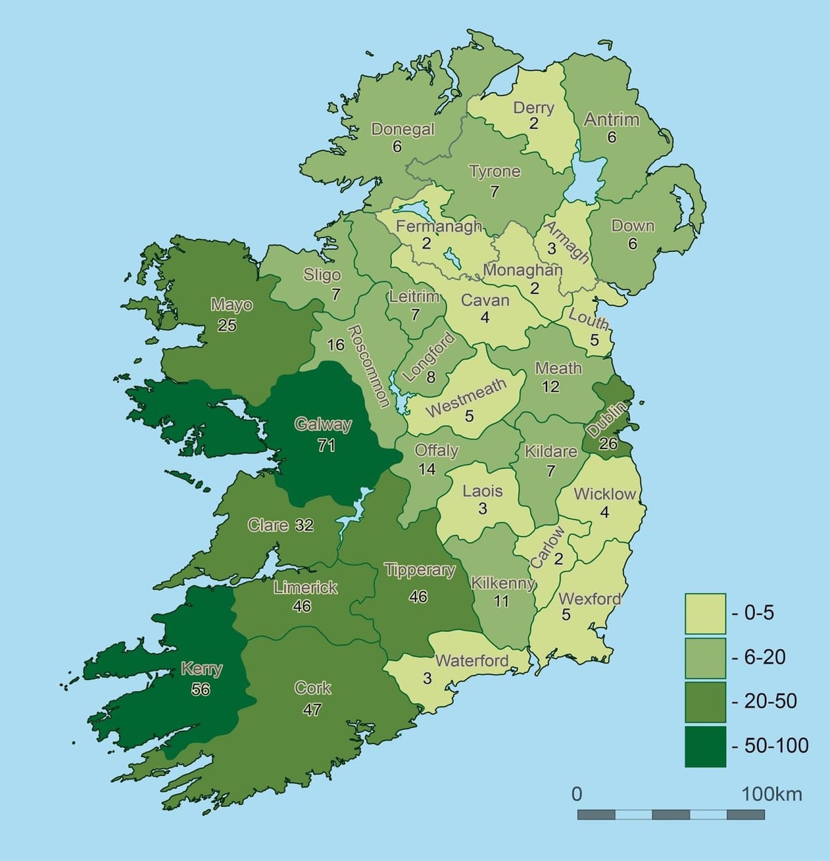 mapa irlandako geografia