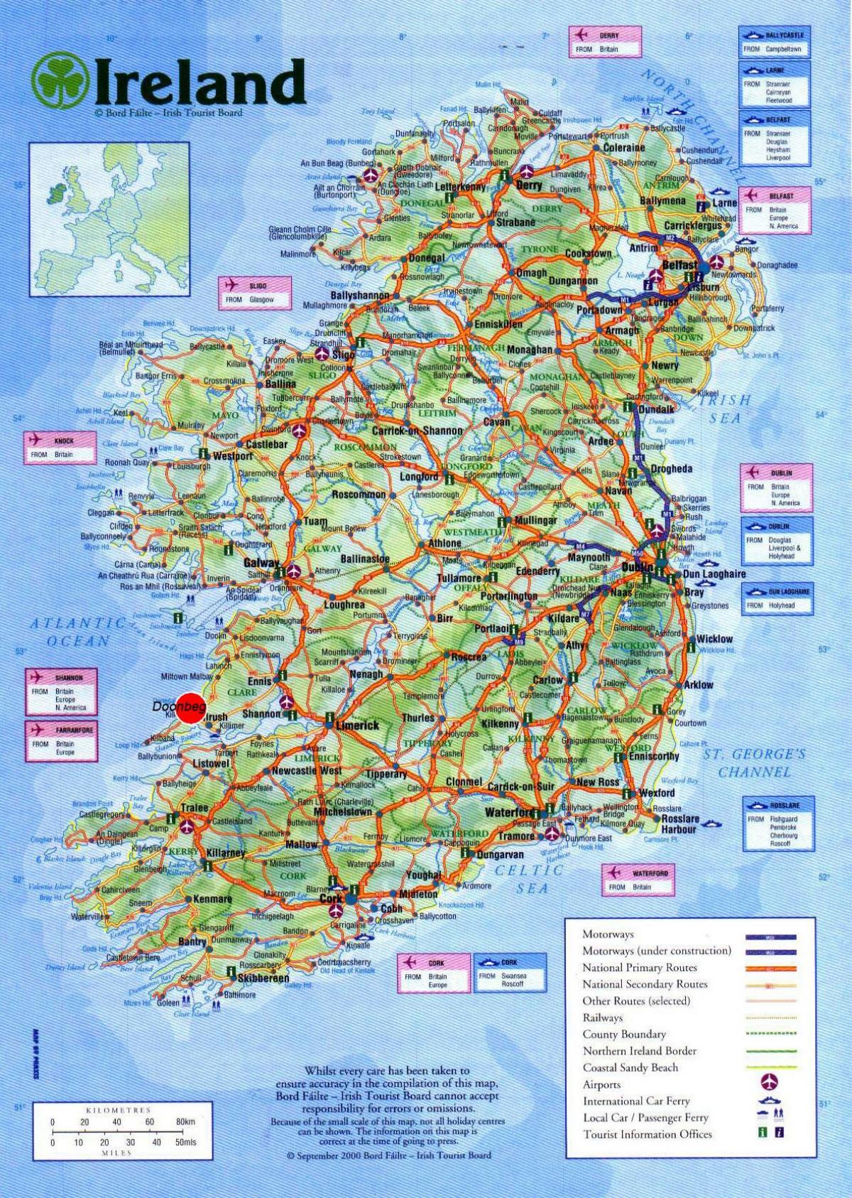 mapa irlanda erakutsiz turismo erakargarritasun
