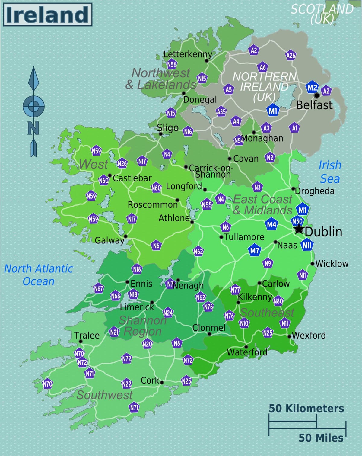 mapa koloretsu mapa irlandako