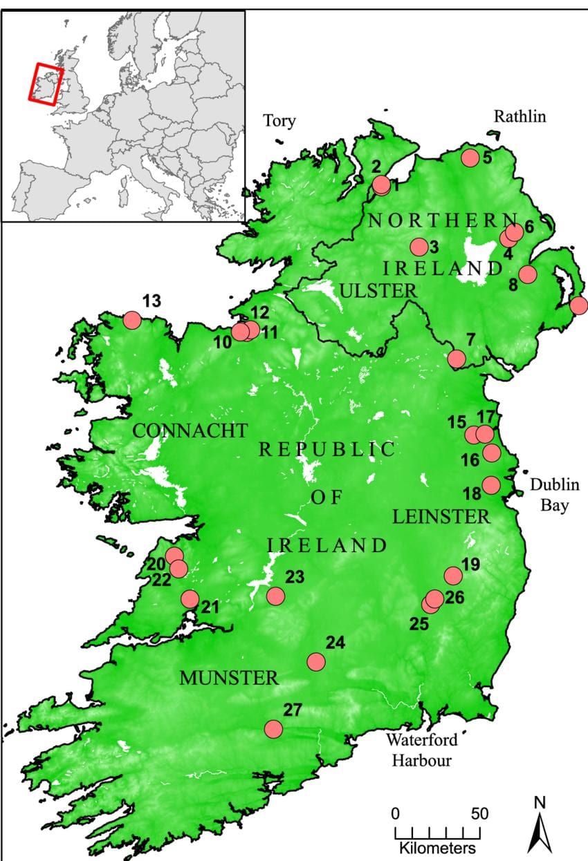mapa laku irlandako
