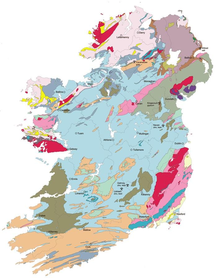 mapa mapa geologikoa irlanda
