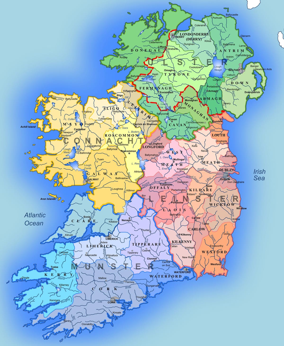 handi mapa zehatza irlandako