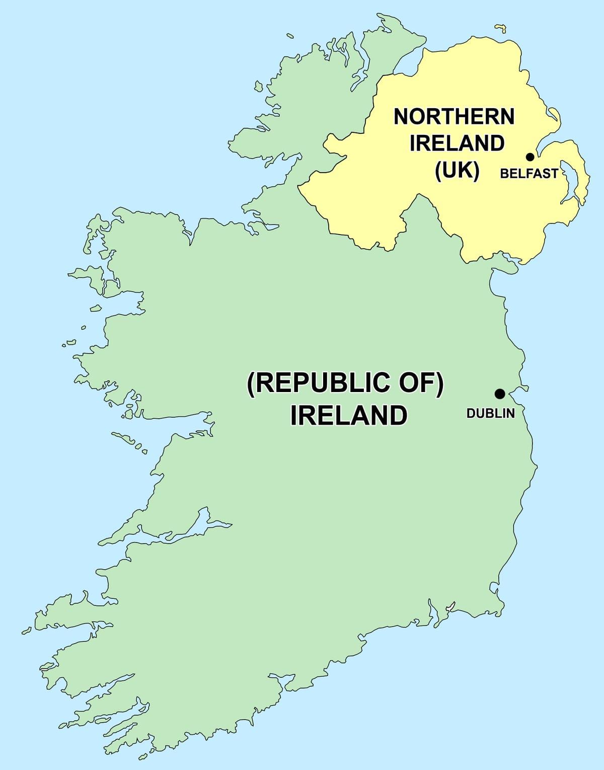 mapa ipar irlandan eta irlandako errepublikako