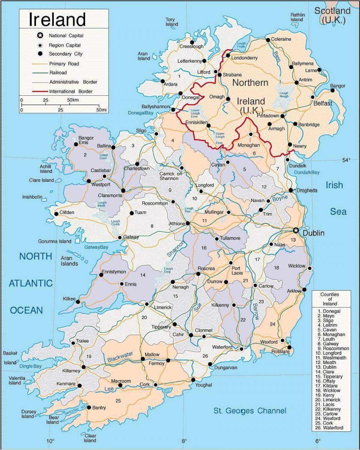 mapa irlanda barne eskualdeak