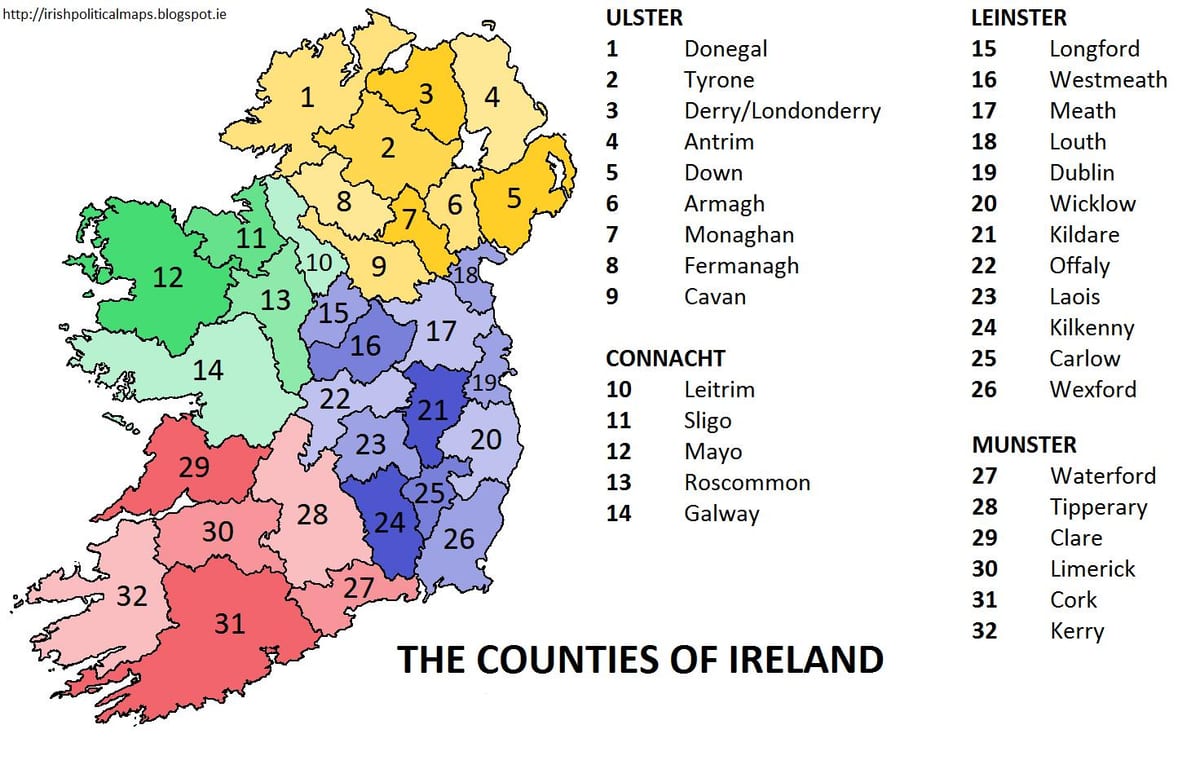 mapa irlanda erakutsiz probintzien