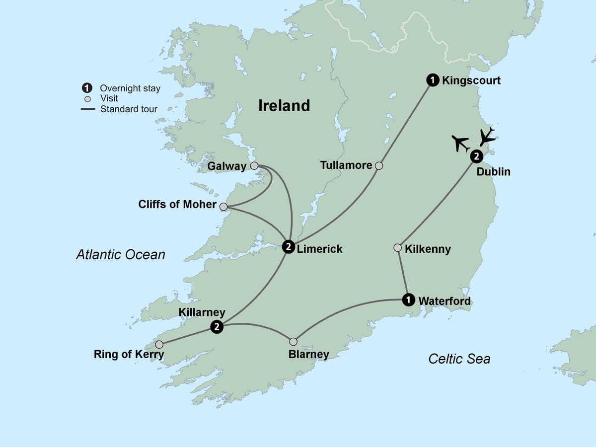 mapa turistikoa mapa hegoaldeko irlanda