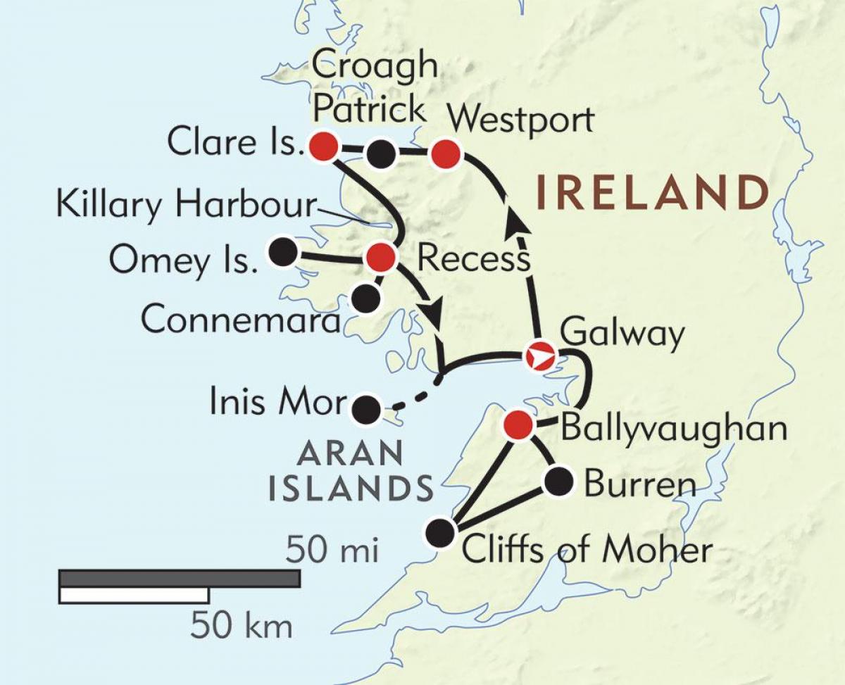 mapa west coast irlandako 