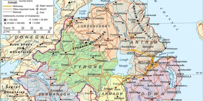 Mapa aireportuak ipar irlandako