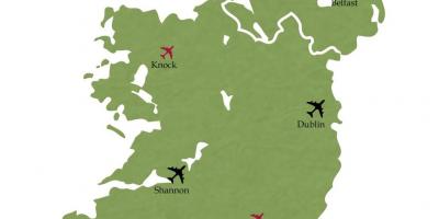 Nazioarteko aireportuak irlandako mapa