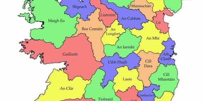 Mapa irlandako county izenak
