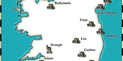 Mapa gazteluak irlandan