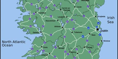 Mapa gidatzeko mapa irlanda distantzia