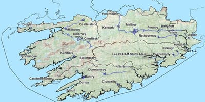 Mapa zehatza hego-mendebaldean irlanda