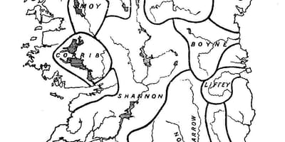 Hutsik mapa irlandako ibaiak eta mendiak