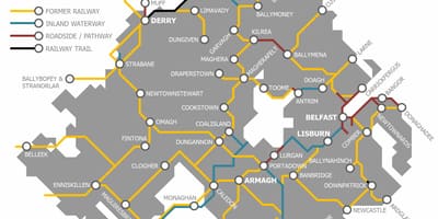 Mapa ipar irlandako trenbide sarea