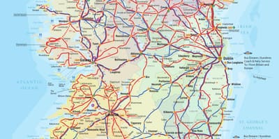 Irlanda autobus ibilbide mapa