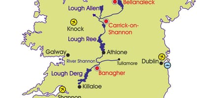 Mapa irlanda ibaiak eta mendiak