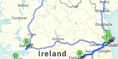 Lekuak bisitatu irlandako mapa