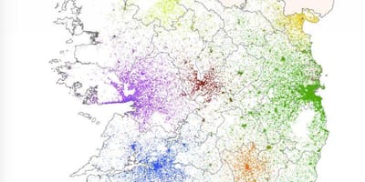 Irlandako biztanleria dentsitate mapa
