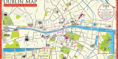 Mapa dublin irlandako turismo erakargarritasun