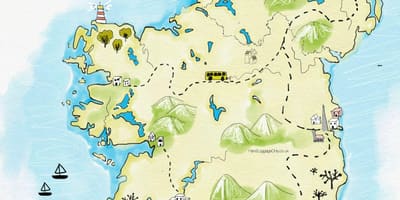 Mapa lekuak bisitatu irlandan
