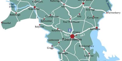 Mapa county roscommon irlanda