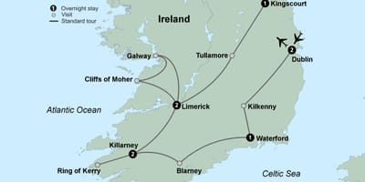 Mapa turistikoa mapa hegoaldeko irlanda