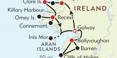 Mapa west coast irlandako 